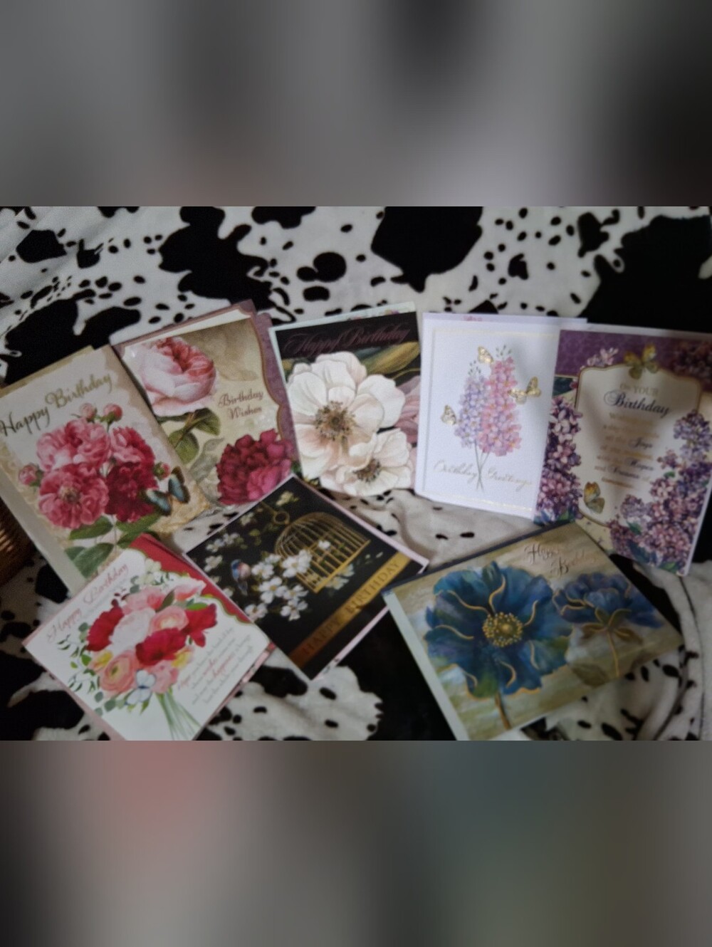 Floral Assorted Birthday Greeting Cards - Pink, White, Blue, Purple